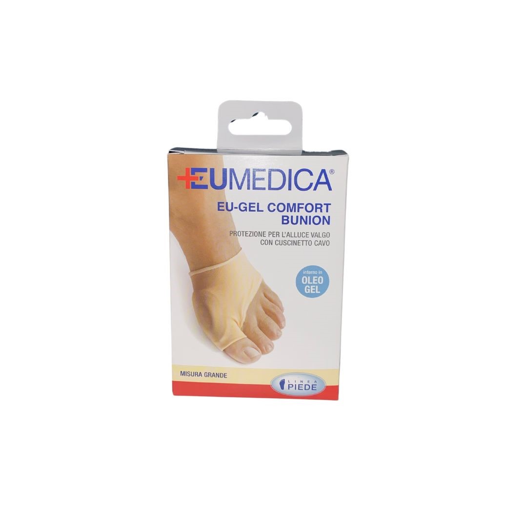 Eumedica eu-gel comfort bunion - protezione per alluce valgo con cuscinetto cavo in oleogel - misura grande